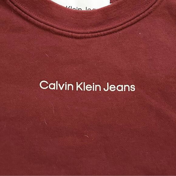 Calvin Klein Jeans Dark Red Crew Neck Pullover Womens Size S - Picture 2 of 6